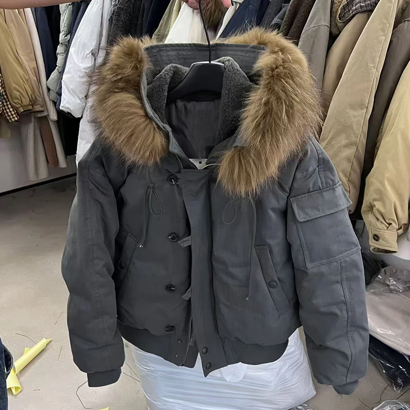 【泡菜冬季上新】"保命款 90/白鸭绒 大毛领"保暖连帽羽绒服外套