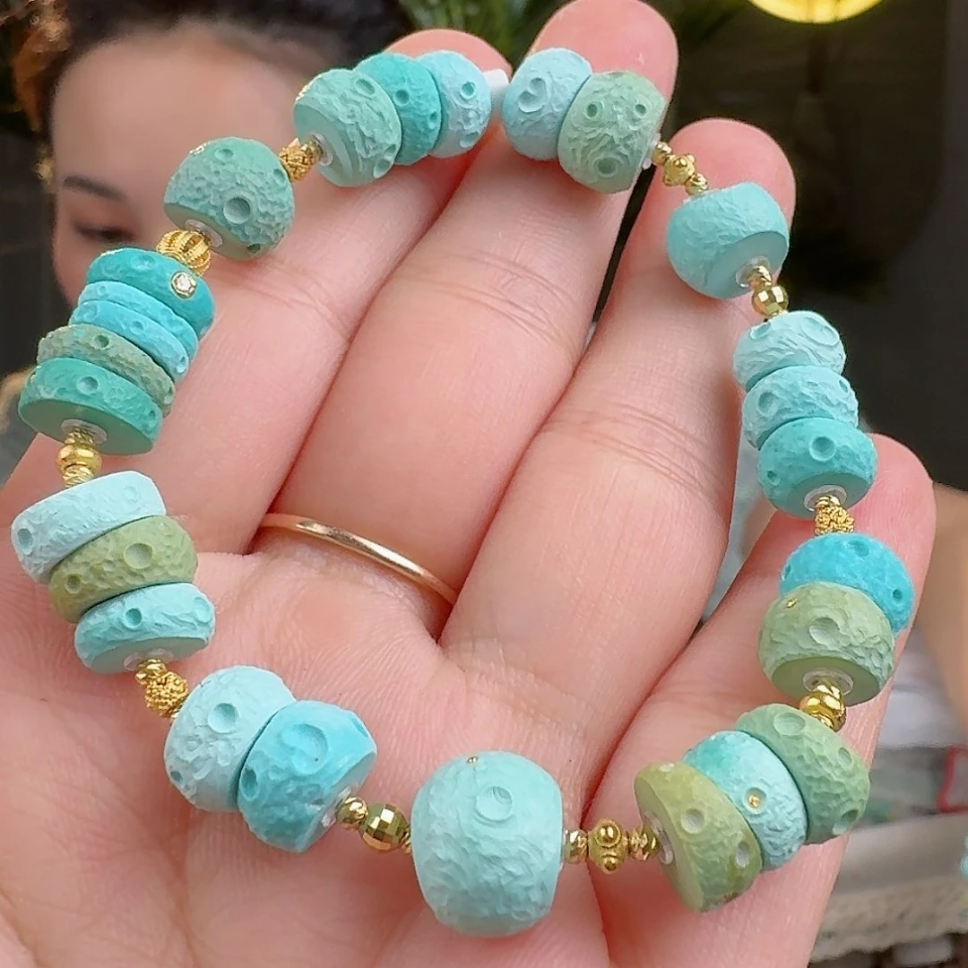 绿松石珠宝奇石18K金镶嵌