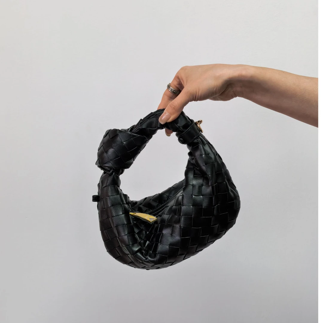 『打结』手工编织手提斜挎包夏天出门小包包百搭黑色女包腋下单肩