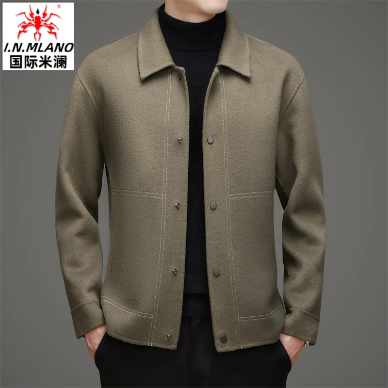 高档男士翻领双面呢大衣外套男秋冬季毛呢夹克羊毛呢子外套男装潮