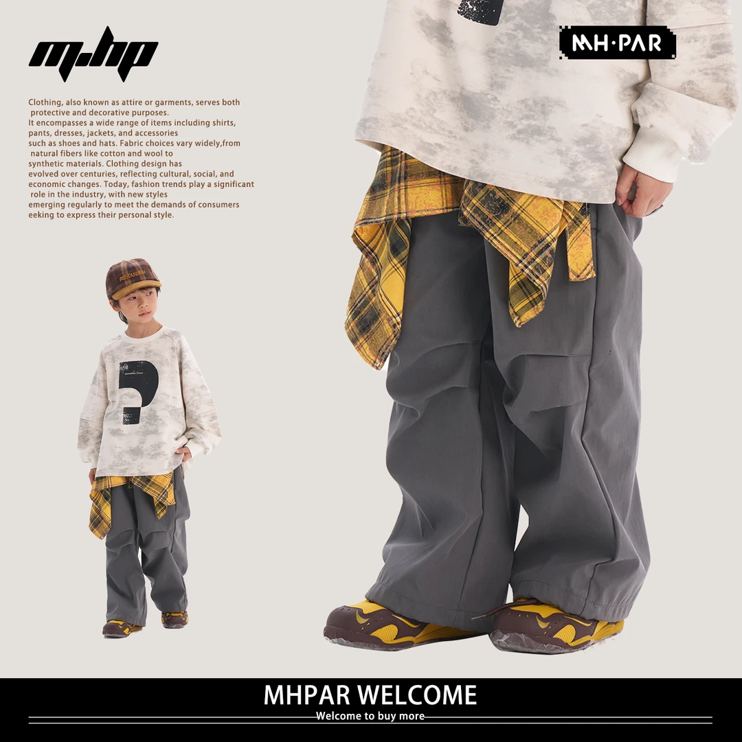 MHPAR麦哈派男童春秋款韩版军绿色直筒版工装裤百搭潮酷253073