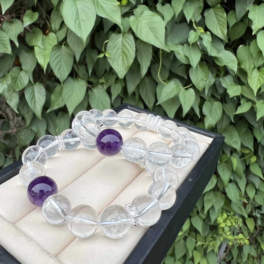 【月月家】P039天然水晶 原创白水晶设计款手串 多样性发其一