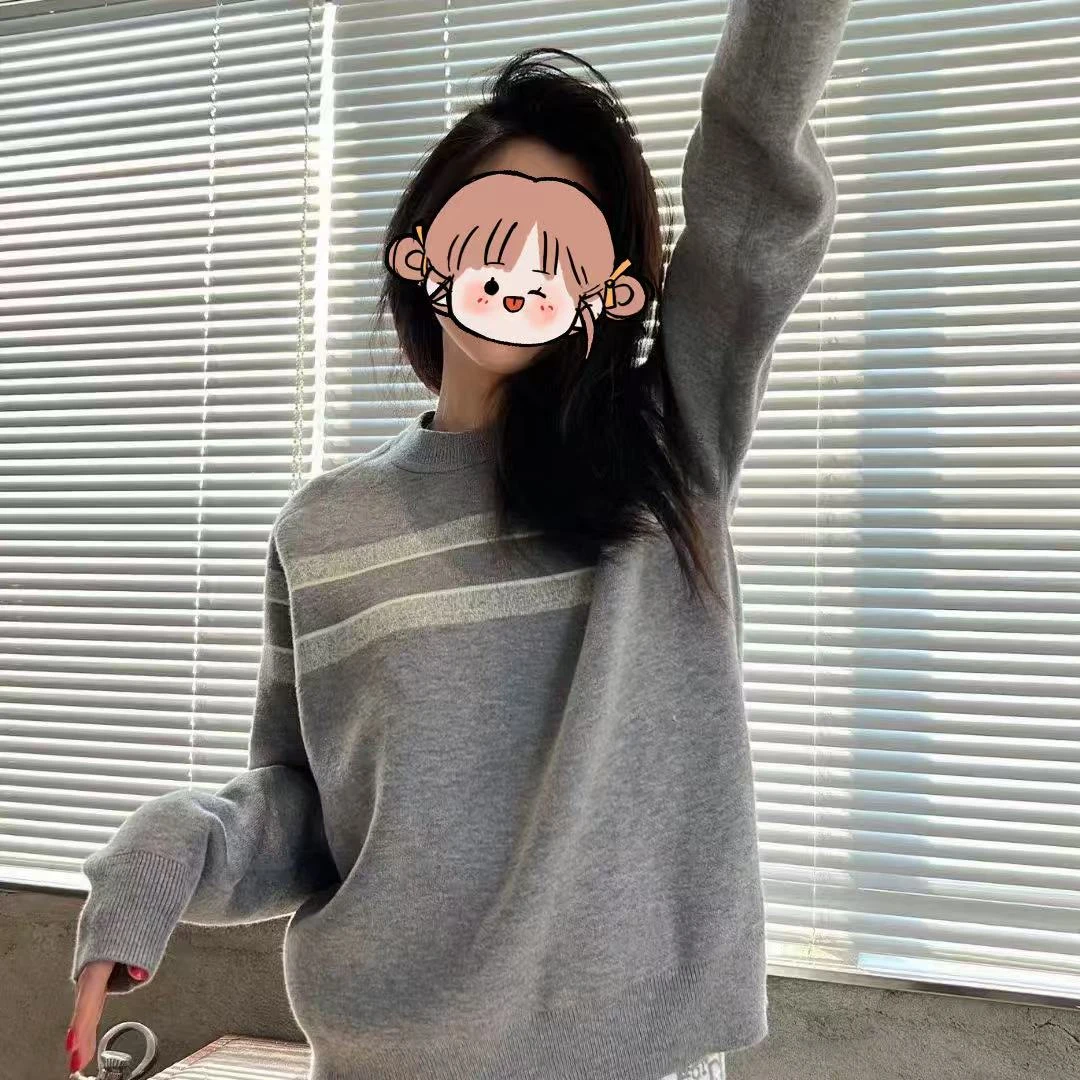 25年新款满印老花双面穿休闲百搭套头毛衣（3039）