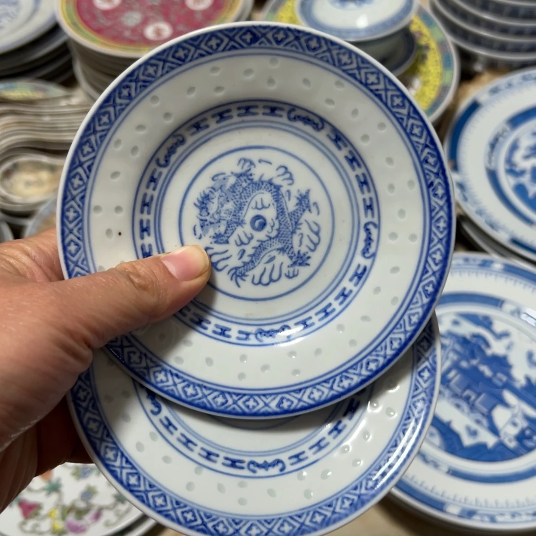 盘子景德镇陶瓷青花玲珑盘12