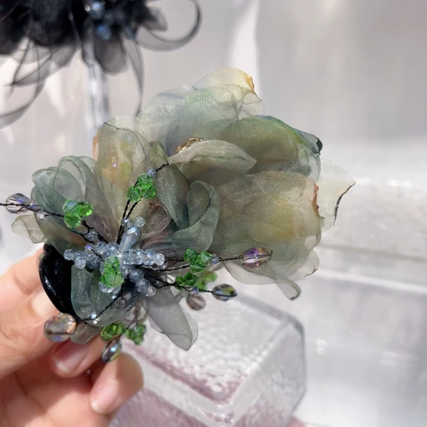 L783绿色烧花丸子夹