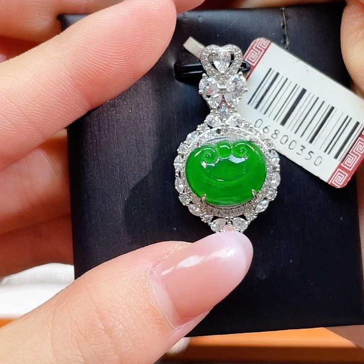 吊坠(不含链)银S925镶嵌翡翠