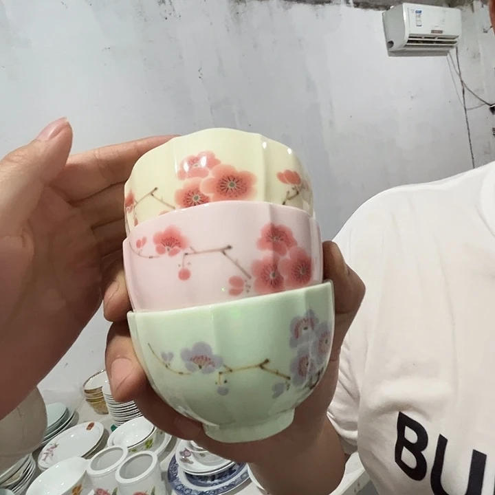 景德镇陶瓷3个嘻嘻梅花各一只