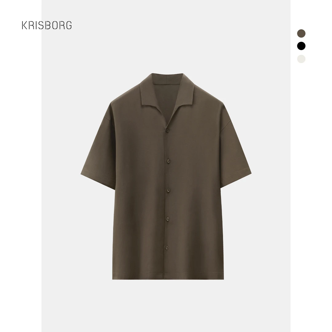 短袖衬衫男夏季韩版宽松沙滩衬衫V领设计感高档男士百搭薄款衬衣