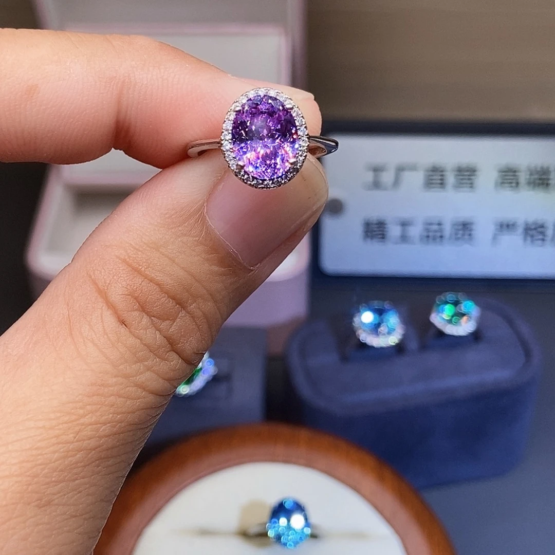 银S925镶嵌戒指碧玺
