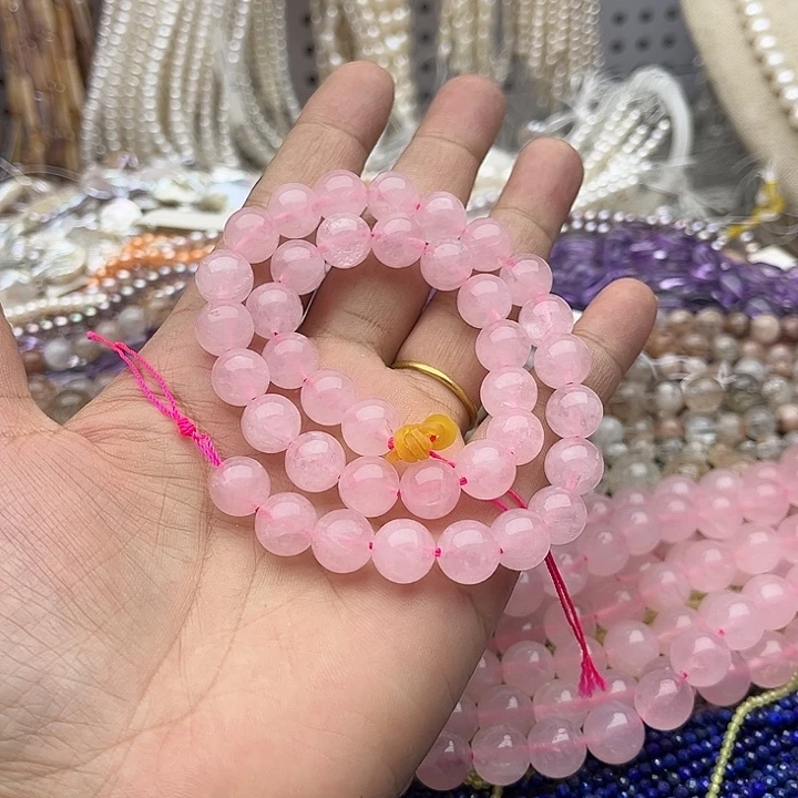 未镶嵌玛瑙/玉髓珠宝半成品一条10mm粉晶