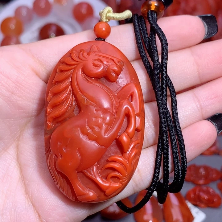 南红玛瑙未镶嵌南红马吊牌