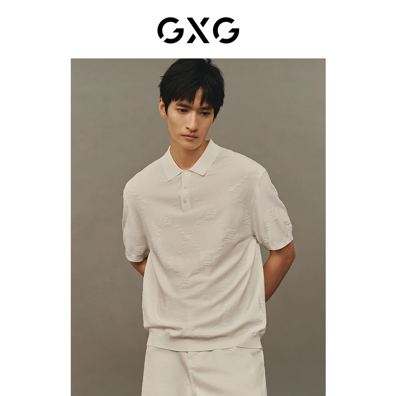 GXG男装 商场同款 潮流老花短袖POLO衫 23年夏季新品#GE1240807C