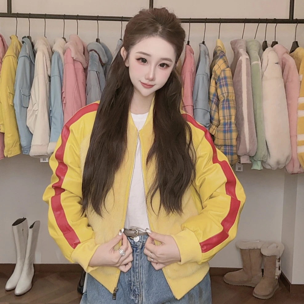 【七月推荐】彩色净版百搭简约冬季羽绒皮衣外套女-QIYUE-25345