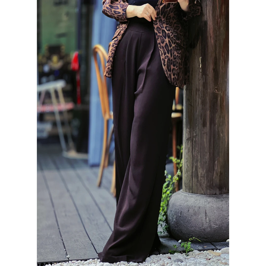 【豆豆精选】夏款三醋酸后拉链高腰直筒裤