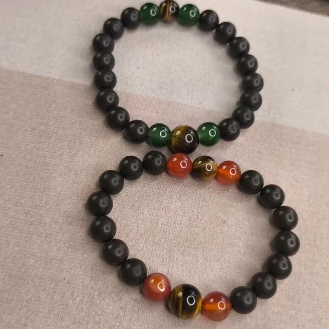 [未央原创]手链➕项链组合款合香珠设计配银饰招财款项链双圈