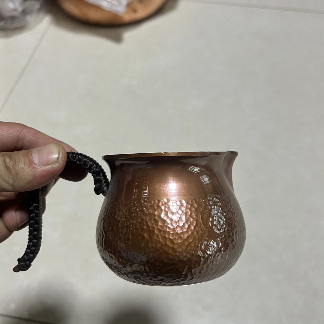 公道杯350毫升紫铜分茶器加厚纯手工茶道锤纹