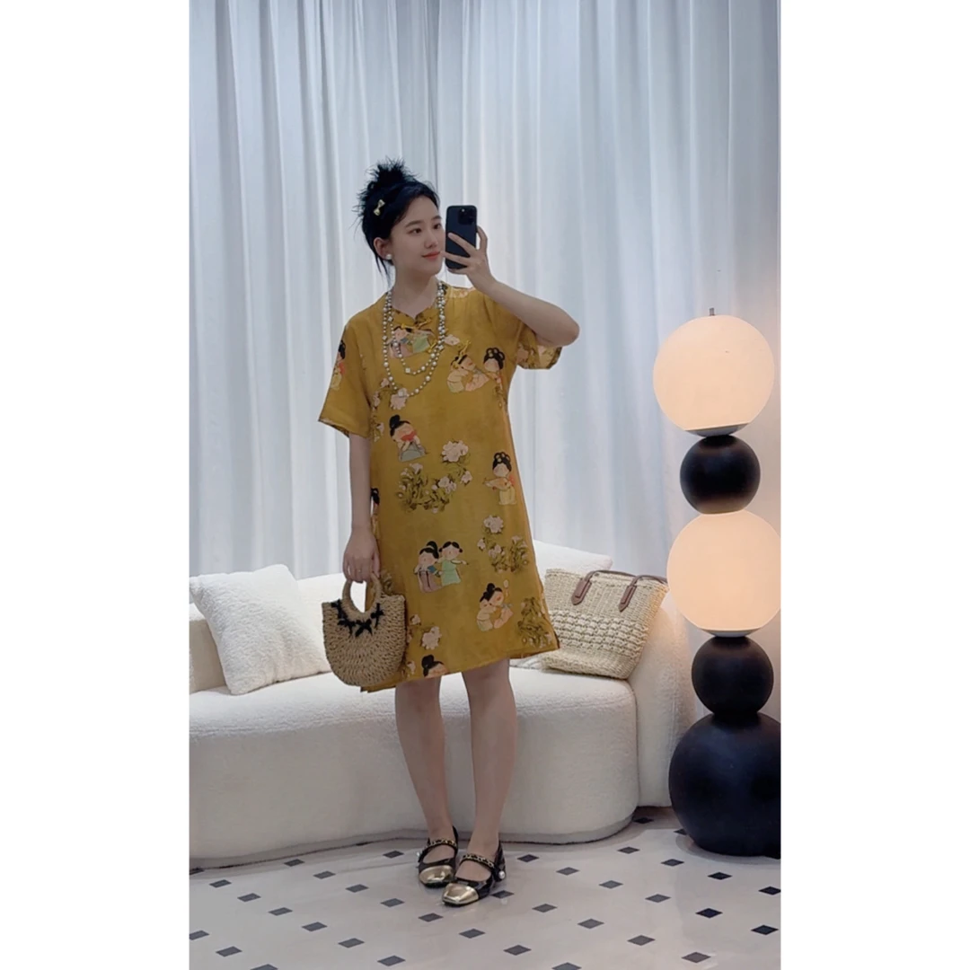 新中式盘扣改良旗袍上连衣裙