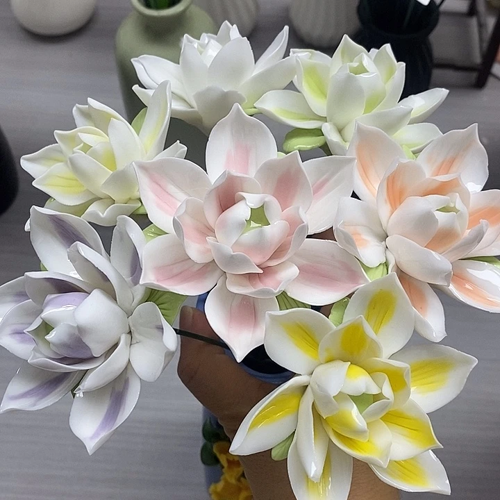 陶瓷陶瓷材料加工7朵茉莉花