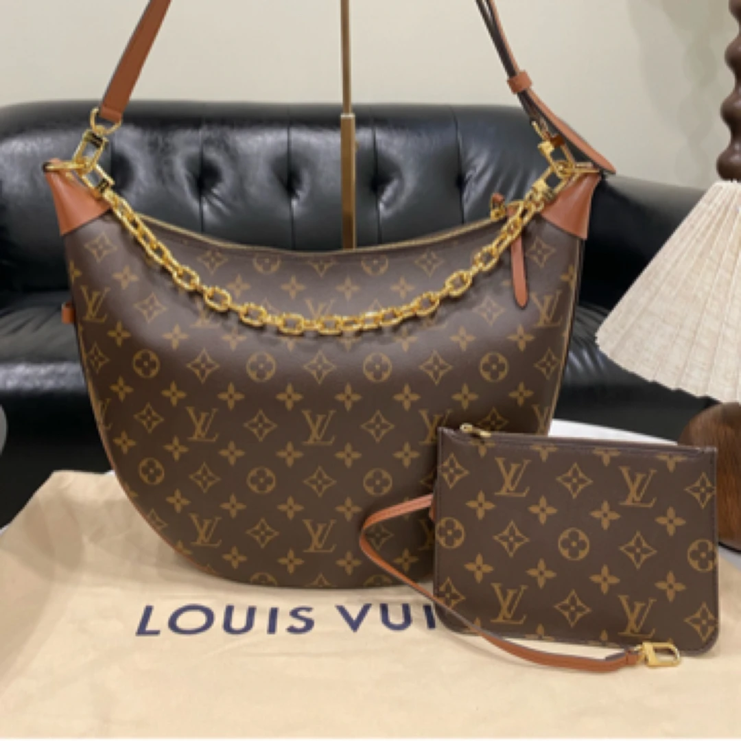 99新 LouisVuitton/路易威登 大月亮loop hobo/老花秀款/芯片