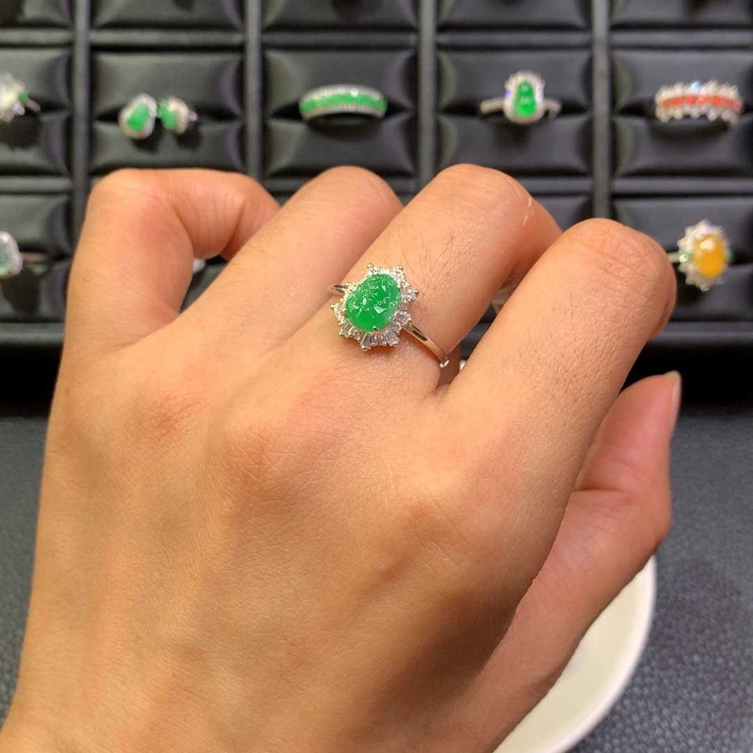 翡翠银S925镶嵌戒指