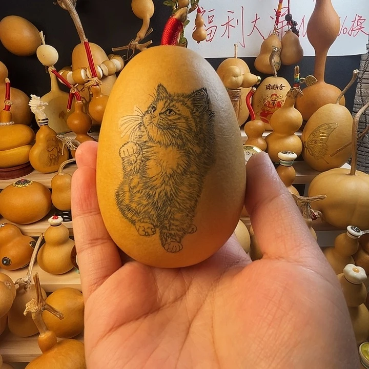 睿***女猫咪雕刻冬瓜葫芦
