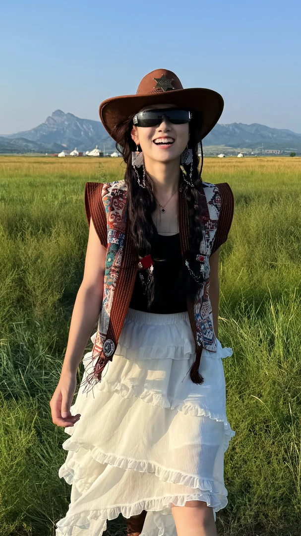 【卓日雅】8822民族风传统对襟中长款马甲改良蒙古服饰