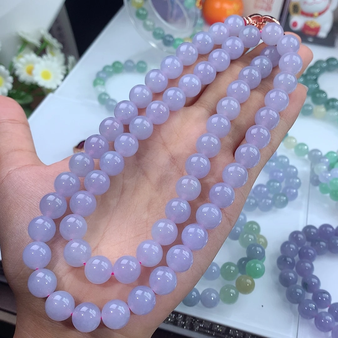 翡翠未镶嵌手链翡翠紫罗兰项链