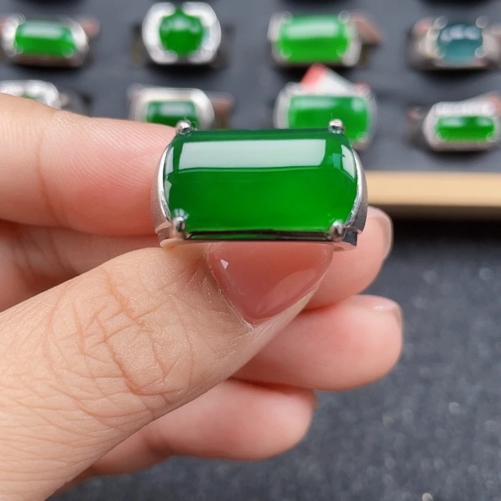 翡翠银S925镶嵌戒指编号2717没运费险