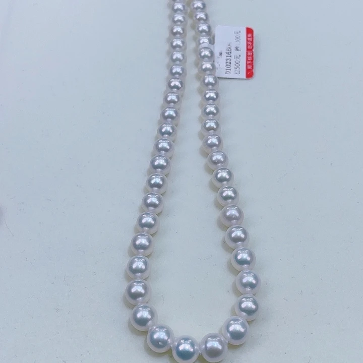 淡水珍珠颈饰银S925镶嵌7/7.5极光冷白透青正圆微微瑕