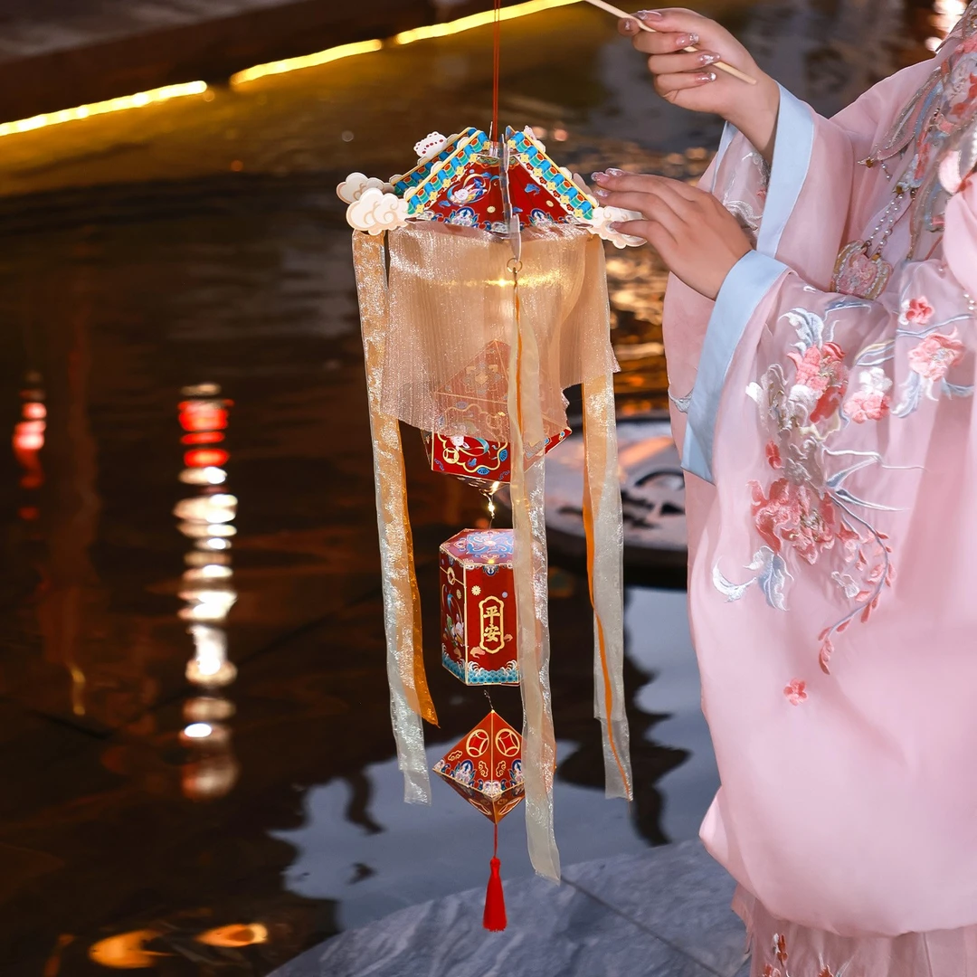 映菲寻[2025新款]中秋节灯笼儿童手工diy材料包古风汉服手提花灯