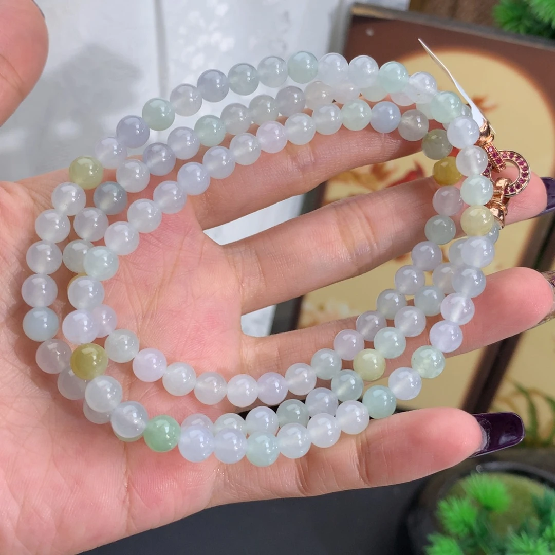 翡翠未镶嵌手串卡6冰胶马卡龙项链
