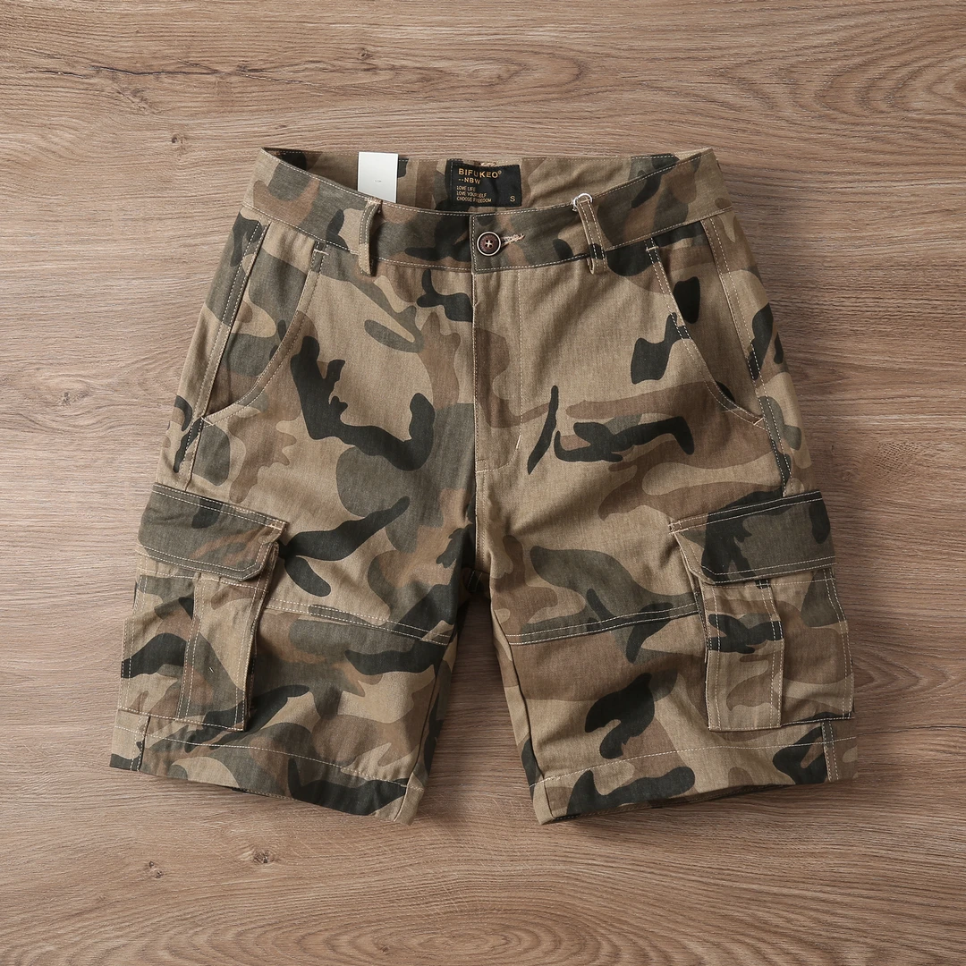 2025夏季新款白色工装短裤男直筒五分裤复古水洗休闲男士纯棉中裤