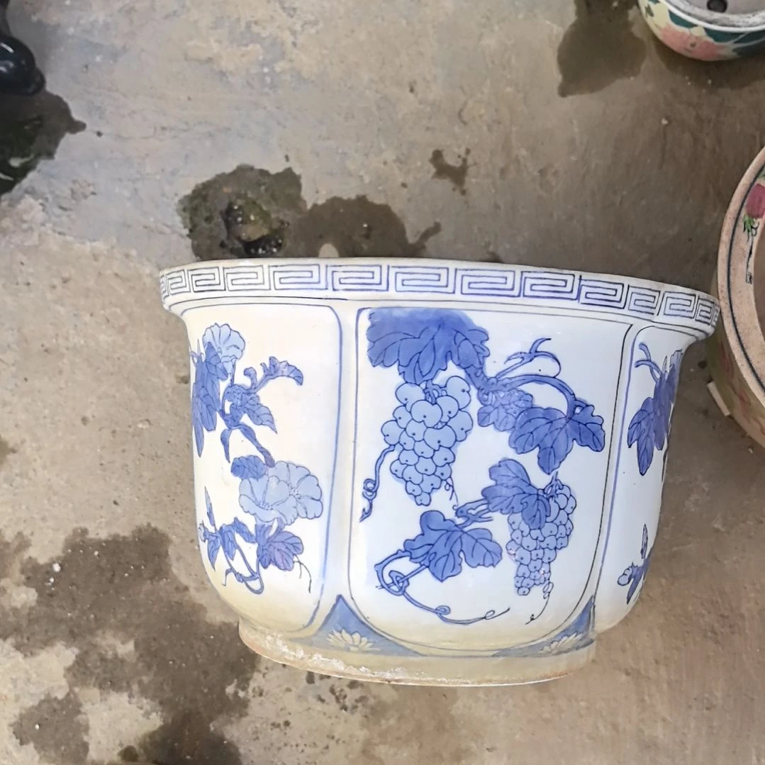 红陶大***太青花瓷花盆