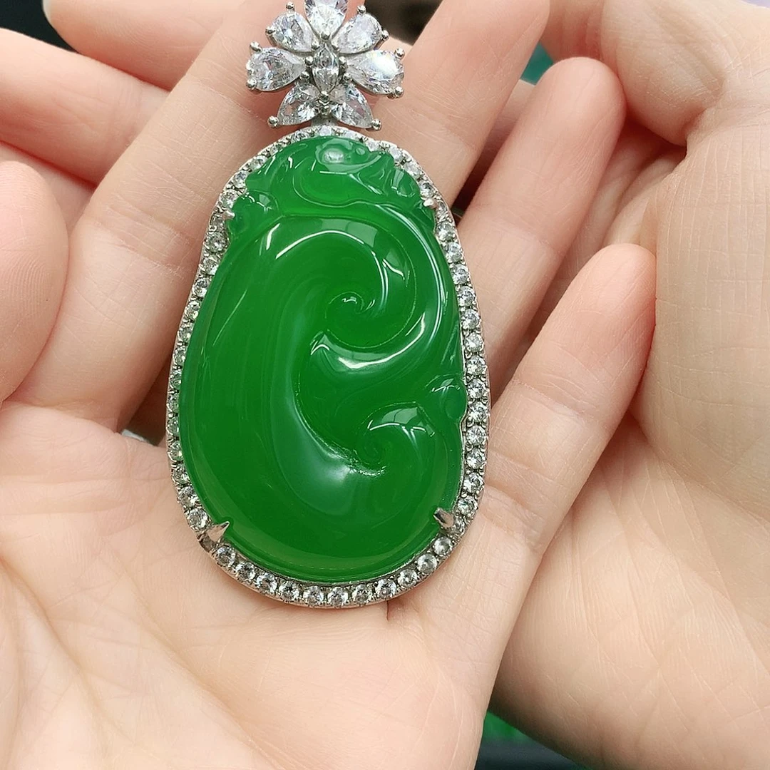 银S925镶嵌吊坠玛瑙/玉髓