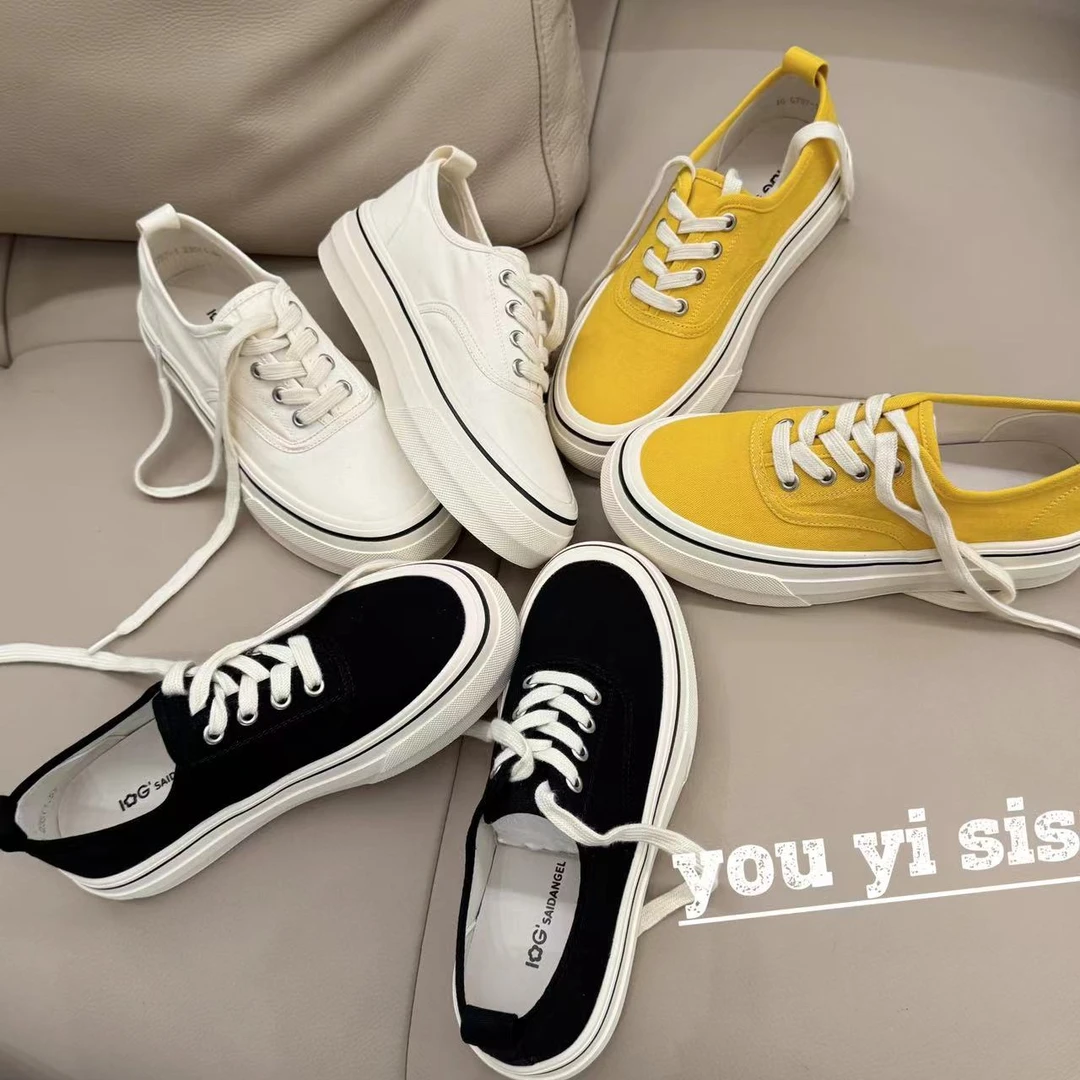 有意思思女鞋"帆布"欧若风时尚百搭透气平底低帮系带运动舒适