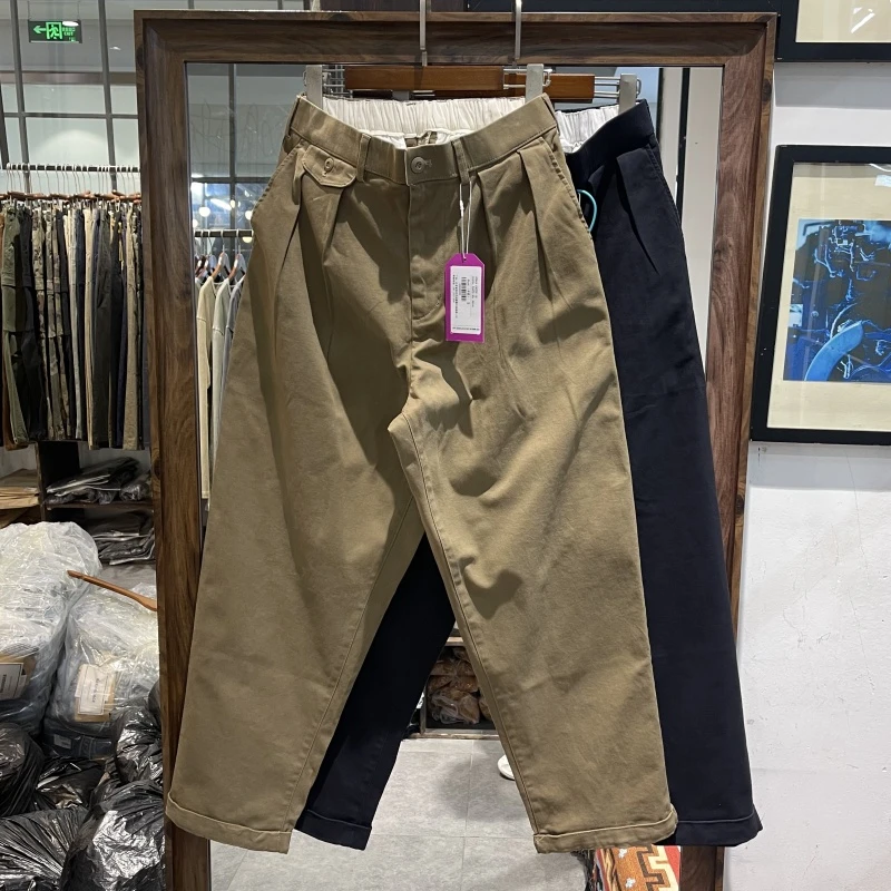 余文乐同款休闲裤男日系复古雅痞宽松锥形裤男秋冬厚实直筒阔腿裤