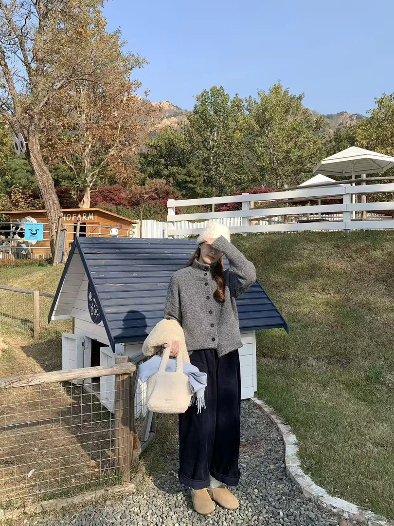 2025秋冬新款小众不撞款气质毛毛马甲外套高级叠穿针织衫休闲裤