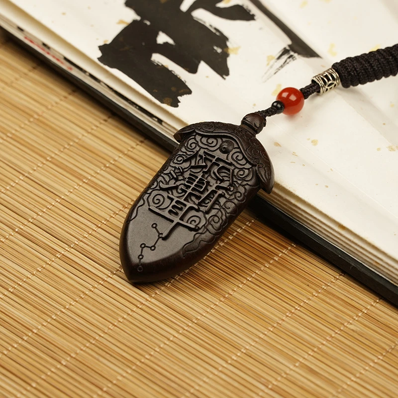 玉化雷击枣木吊坠双面精雕枣木牌紫薇讳牌雷祖讳剑小剑挂件饰品