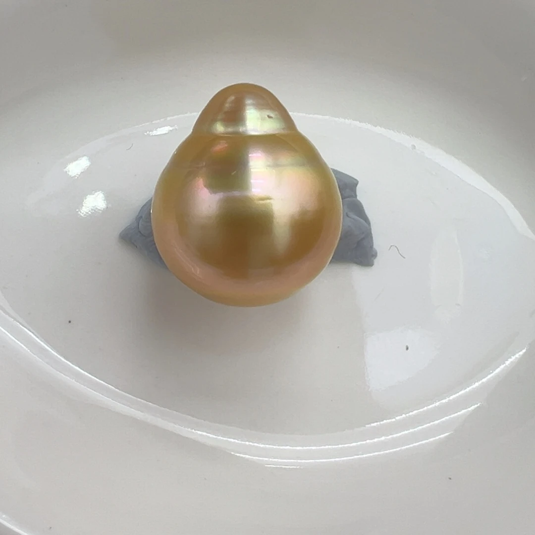 未镶嵌13.9mm金珠海水珍珠