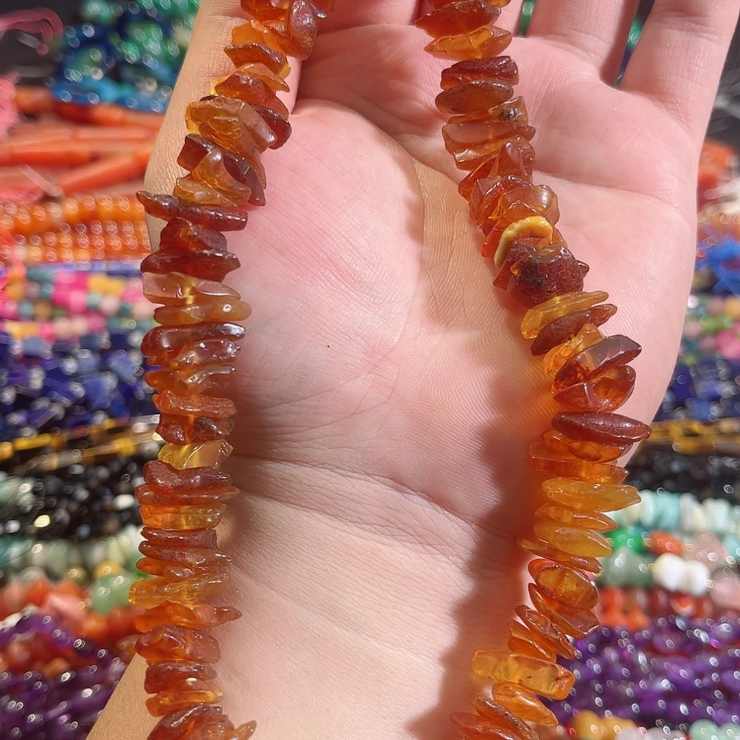 玛瑙/玉髓未镶嵌珠宝半成品老蜜蜡隔片一条13mm