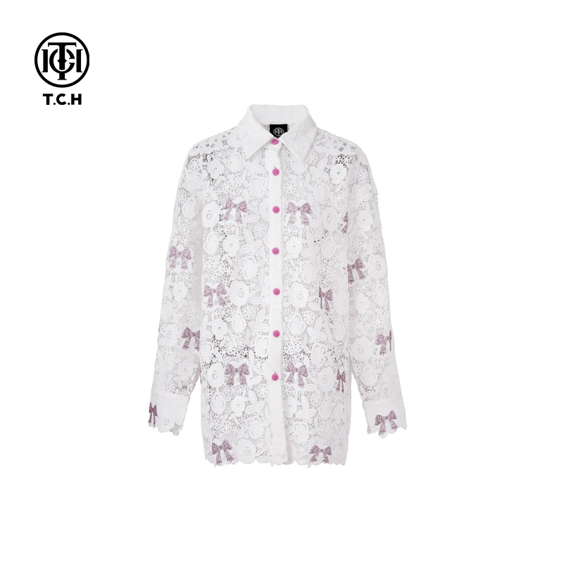 TCH私服烫钻工艺新款蝴蝶结时尚休闲短外套女T75A27E5015轻奢tch