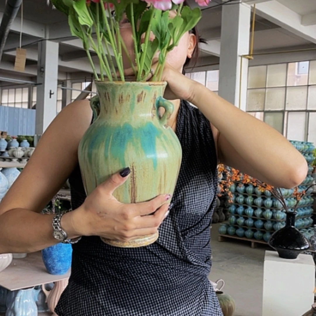 【闪购商品】景德镇陶瓷花瓶艺术油画双耳