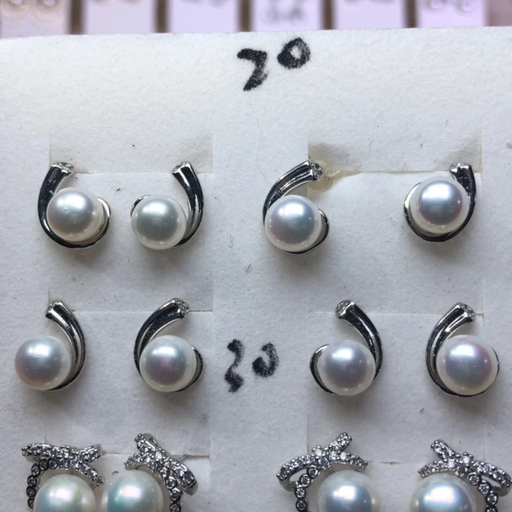 淡水珍珠耳饰银S925镶嵌