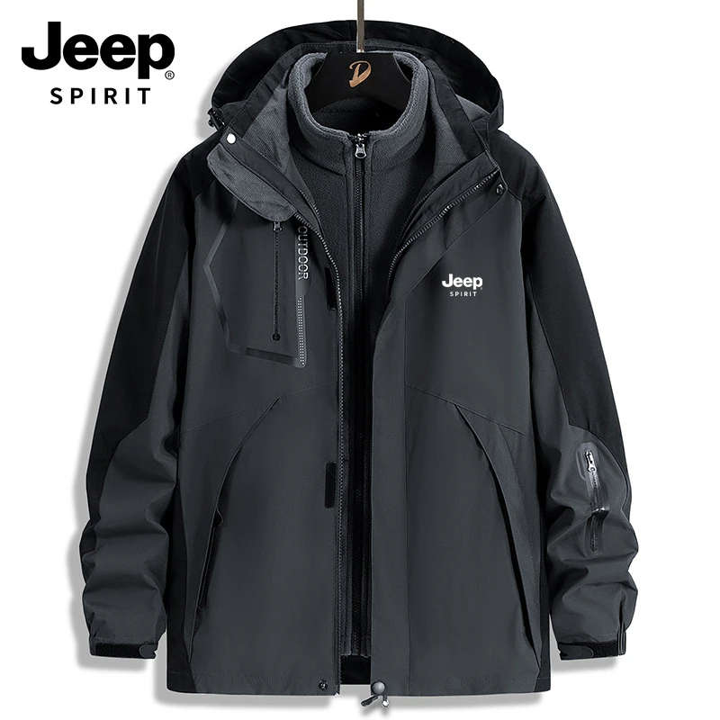 JEEPSPIRIT吉普冲锋衣2025秋冬新款男士外套休闲登山旅行保暖夹克