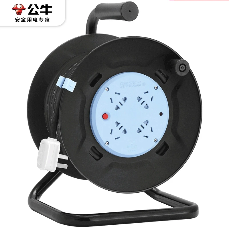 公牛线盘插座电缆绕线卷线盘线轴拖线滚空盘20米30插板大功率插排