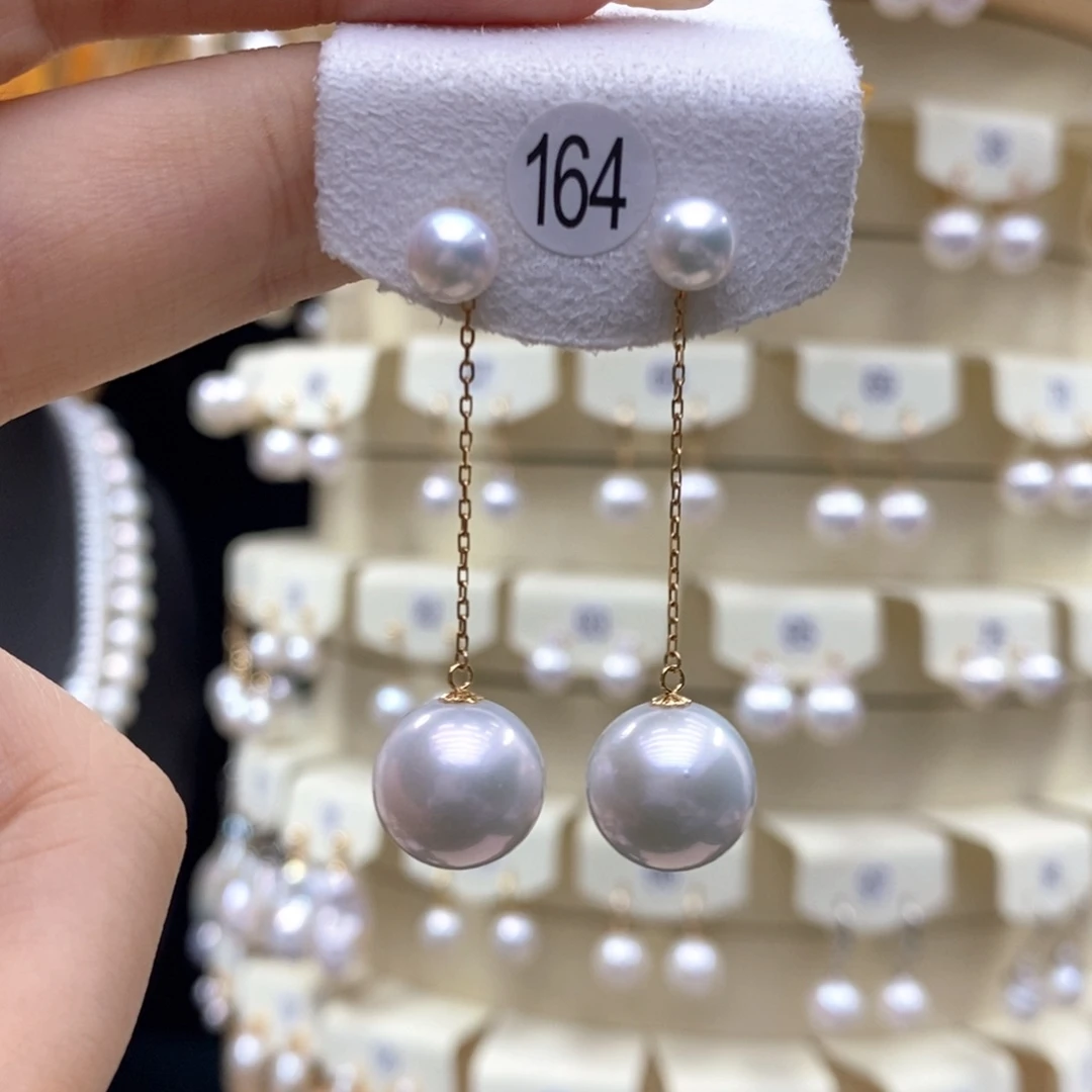 耳饰18K金镶嵌淡水珍珠