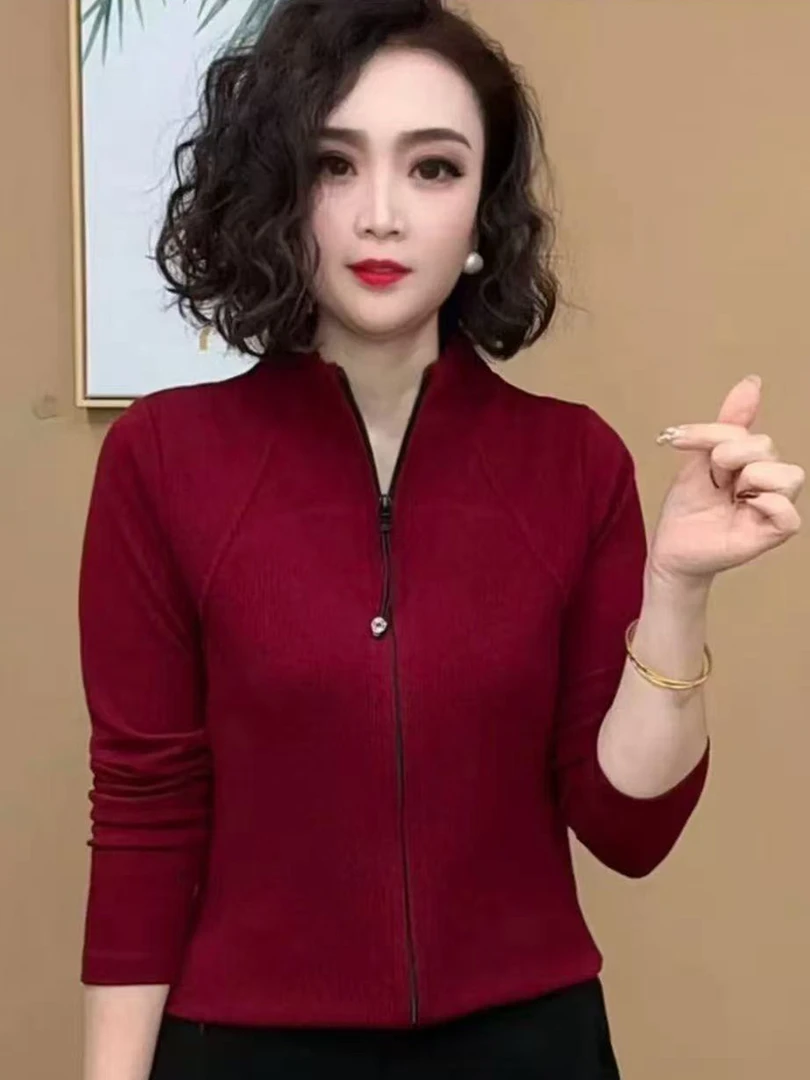 妈妈秋季宽松长袖衫2025春季时尚气质洋气修身显瘦百搭休闲上衣