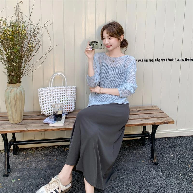 慵懒风罩衫吊带连衣裙女两件套春夏2025新款减龄气质韩系别致穿搭