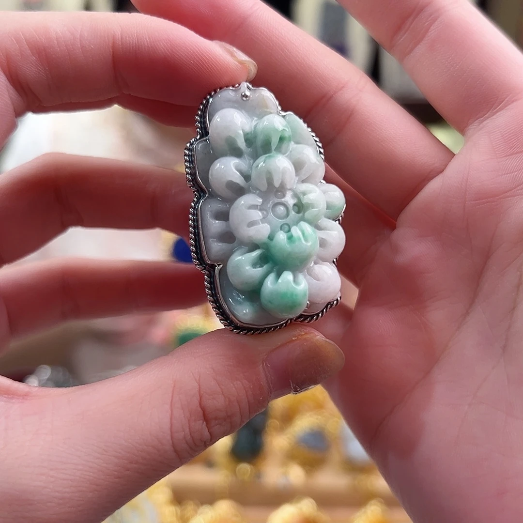 银S925镶嵌翡翠戒指/指环戒指