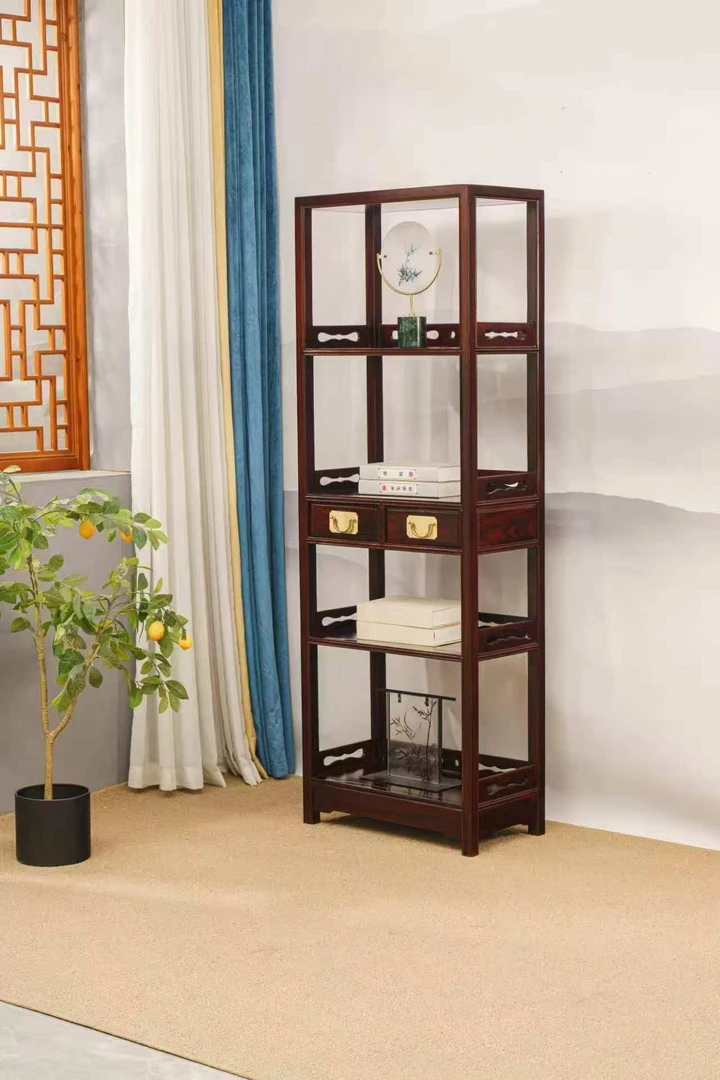 璟霖红木 黑酸枝带抽书架置物架收纳架62*33*178